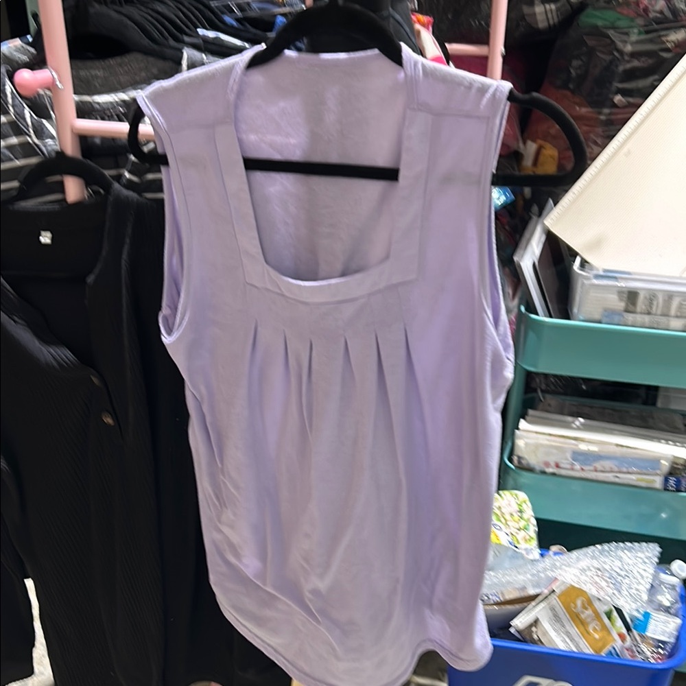 Purple Pleated Sleeveless Blouse